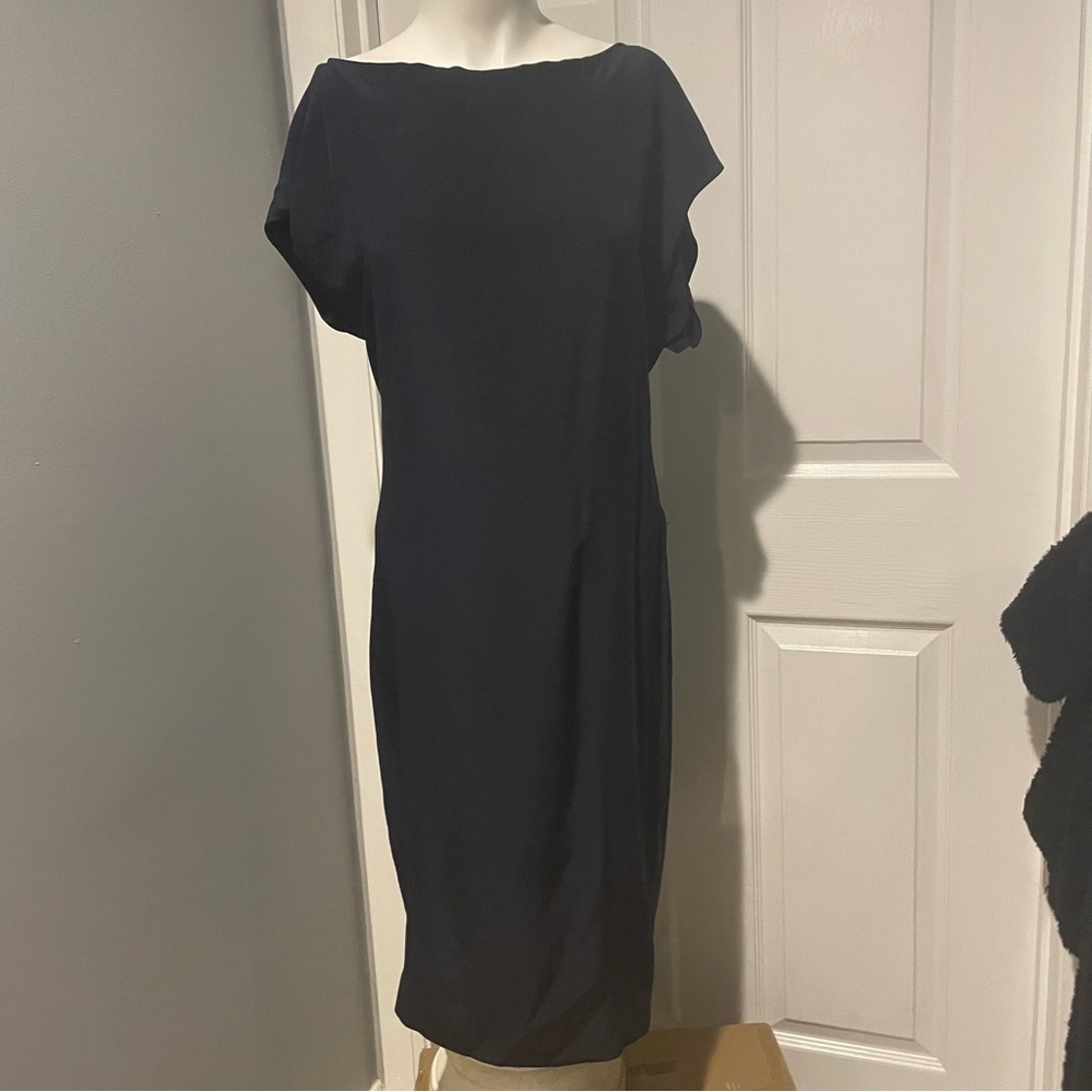 Elegant RALPH LAUREN BLUE LABEL NAVY 100% SHEATH DRESS S/12